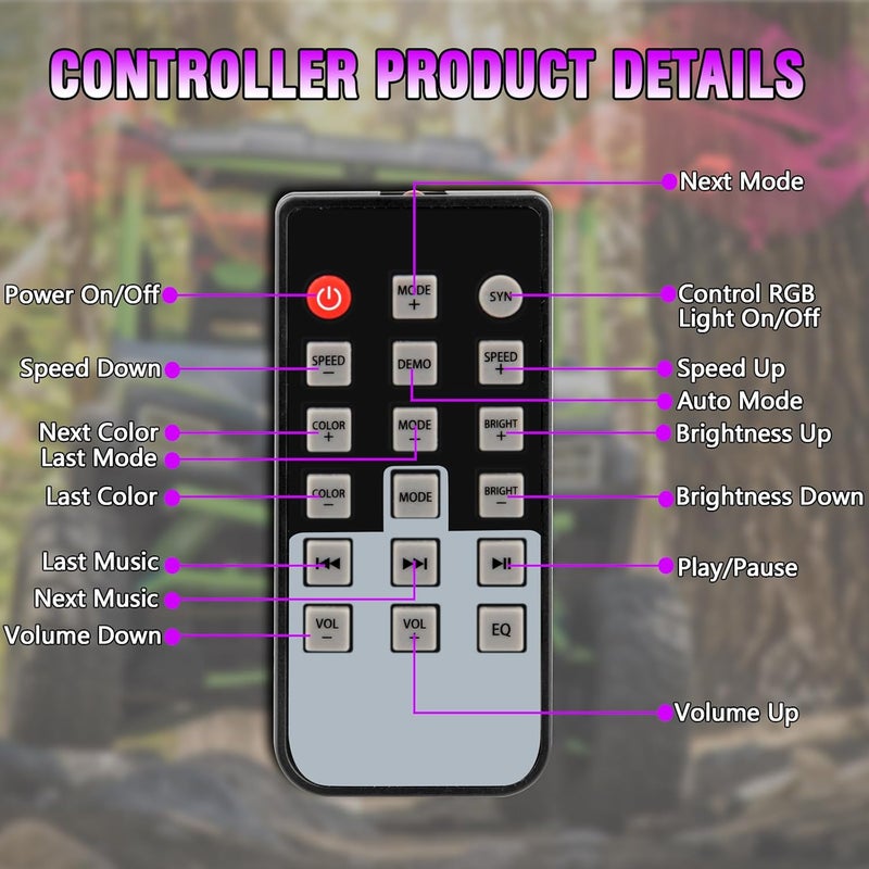 OPL5 UTV Sound Bar Remote Controller Replacement, ATV Sound Bar Controller ONLY FIT for Golf Cart Sound Bar - Image 1